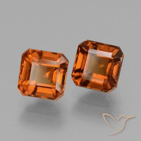 3.44 ctw Orange Hessonite Garnet Stones, Natural Hessonite Garnet in Octagon Facet Shape for Sale