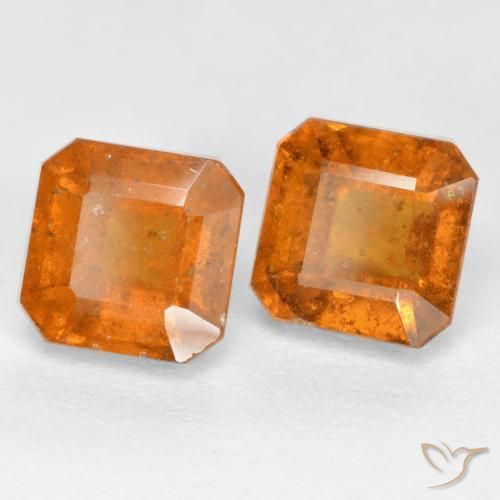 3.16 ctw Orange Hessonite Garnet Stones, Natural Hessonite Garnet in Octagon Step Cut Shape for Sale