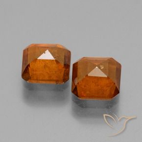 Hessonite Garnet Gemstones in 6.3 x 6.3 mm Size for Sale, Hessonite Garnet Stones in Amber Orange Color