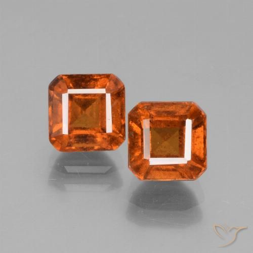 3.23 ct Orange Hessonite Garnet, 6 x 5.9 mm Octagon Cut From Madagascar, Photo A