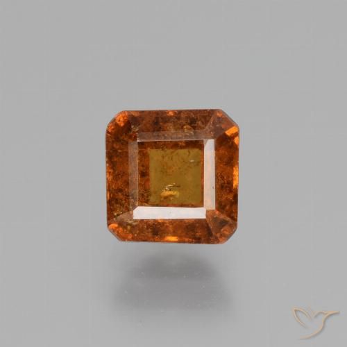 1.48ct Natural Deep Orange Hessonite Garnet, Emerald Cut, VS-SI