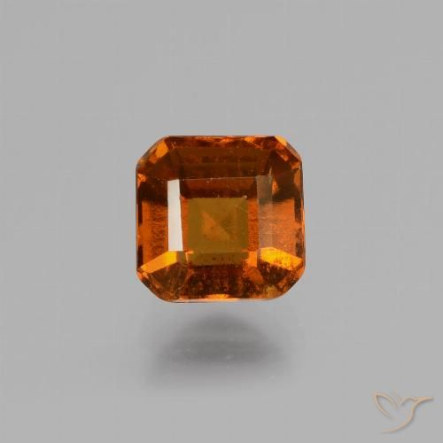 1.56ct Natural Deep Orange Hessonite Garnet, Emerald Cut, VS