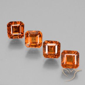 3.59 ctw Orange Hessonite Garnet Stones, Natural Hessonite Garnet in Octagon Facet Shape for Sale