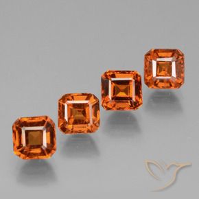 3.69 ctw Orange Hessonite Garnet Stones, Natural Hessonite Garnet in Octagon Facet Shape for Sale