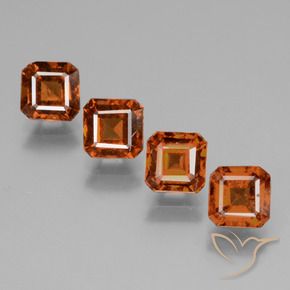 3.09 ctw Orange Hessonite Garnet Stones, Natural Hessonite Garnet in Octagon Facet Shape for Sale