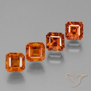 3.91 ctw Orange Hessonite Garnet Stones, Natural Hessonite Garnet in Octagon Facet Shape for Sale