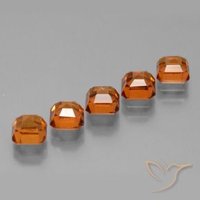 Hessonite Garnet Gemstones in 5 x 5 mm (calibrated) Size for Sale, Hessonite Garnet Stones in Deep Orange Color