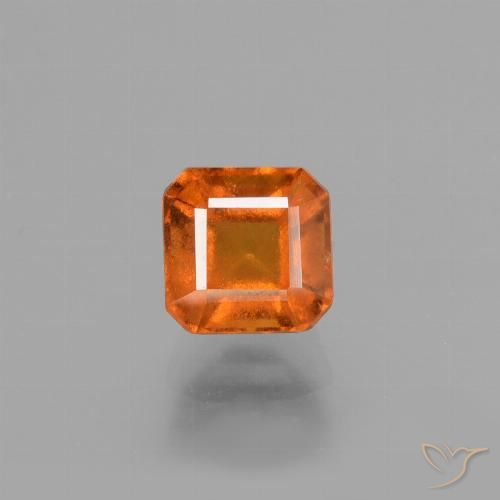 1.67ct Natural Deep Orange Hessonite Garnet, Emerald Cut, VS-SI