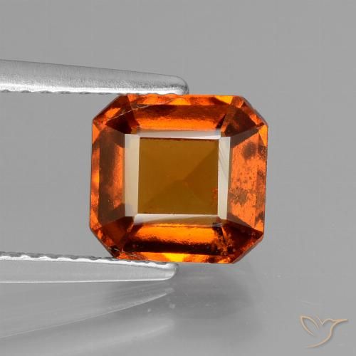 Granate hessonita naranja de 2,44 quilates, talla octágono de 7,7 x 7,3 mm de Madagascar, Photo A