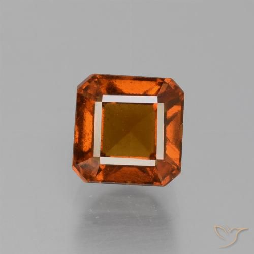 1.76ct Natural Deep Orange Hessonite Garnet, Emerald Cut, VS