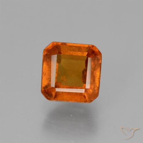 1.56ct Natural Deep Orange Hessonite Garnet, Emerald Cut, VS-SI