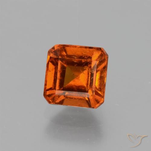 1.57ct Natural Amber Orange Hessonite Garnet, Emerald Cut, VS-SI