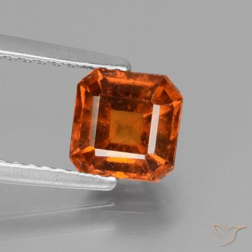 1.53ct Natural Amber Orange Hessonite Garnet, Emerald Cut, VS