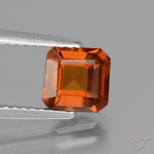 1.42ct Natural Deep Orange Hessonite Garnet, Emerald Cut, VS-SI
