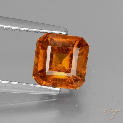 1.29ct Natural Amber Orange Hessonite Garnet, Emerald Cut, VS