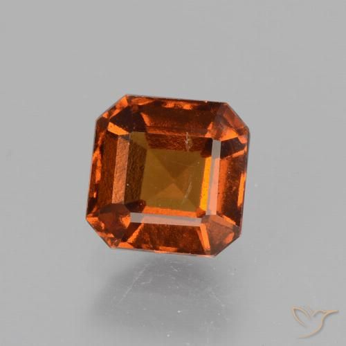 1.35ct Natural Deep Orange Hessonite Garnet, Emerald Cut, VS-SI