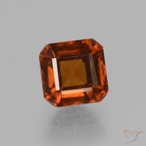 1.55ct Natural Deep Orange Hessonite Garnet, Emerald Cut, VS