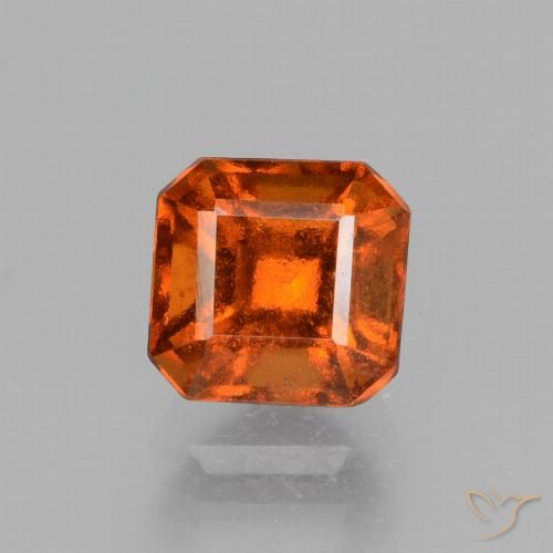 1.52ct Natural Amber Orange Hessonite Garnet, Emerald Cut, VS