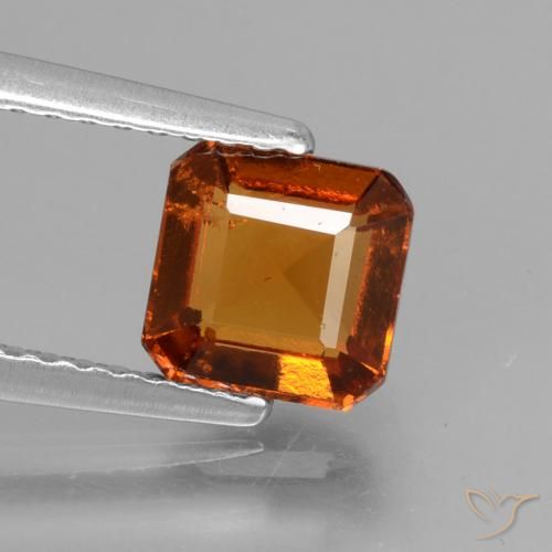 1.47ct Natural Deep Orange Hessonite Garnet, Emerald Cut, VS