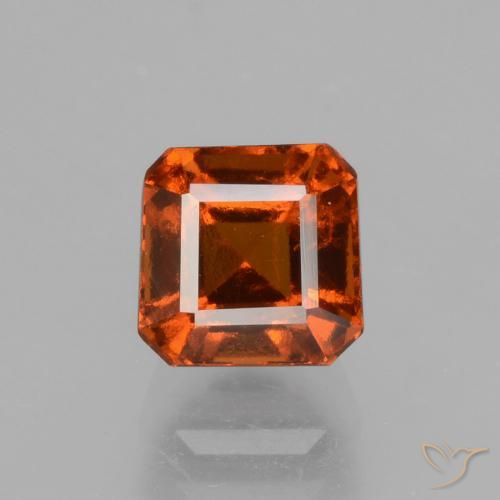 1.80ct Natural Dark Orange Hessonite Garnet, Emerald Cut, VS