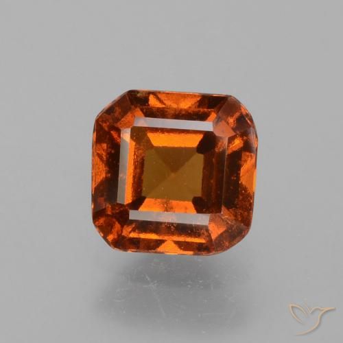 1.44ct Natural Deep Orange Hessonite Garnet, Emerald Cut, VS