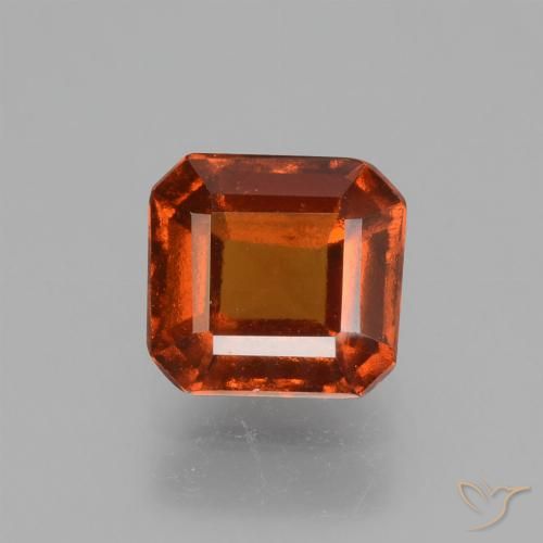 1.52ct Natural Amber Orange Hessonite Garnet, Emerald Cut, VS