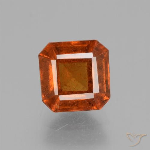 1.87ct Natural Amber Orange Hessonite Garnet, Emerald Cut, VS