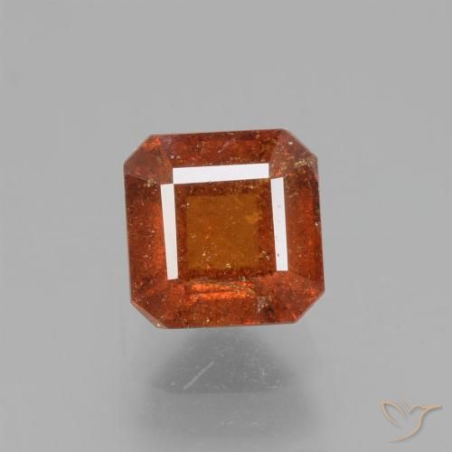 1.61ct Natural Deep Orange Hessonite Garnet, Emerald Cut, VS-SI