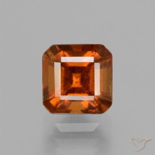 1.57ct Natural Deep Orange Hessonite Garnet, Emerald Cut, VS