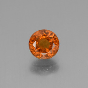 1.28 ct Orange Hessonite Garnet Gemstone, Hessonite Garnet Gem in Round Facet Shape for Sale.