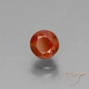 1.37 ct Orange Hessonite Garnet Stone, Natural Hessonite Garnet in Round Facet Shape for Sale