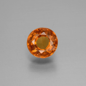 1.24 ct Orange Hessonite Garnet Gemstone, Hessonite Garnet Gem in Round Facet Shape for Sale.