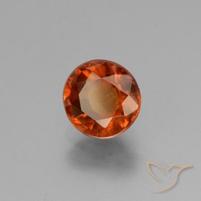 1.69 ct Orange Hessonite Garnet Stone, Natural Hessonite Garnet in Round Facet Shape for Sale