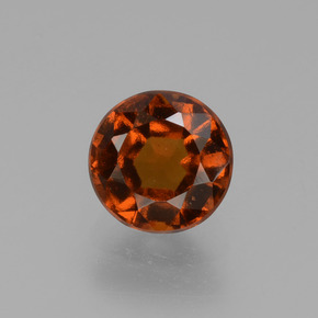 1.24 ct Orange Hessonite Garnet Gemstone, Hessonite Garnet Gem in Round Facet Shape for Sale.