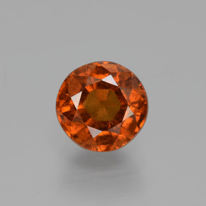 1.36 ct Orange Hessonite Garnet Gemstone, Hessonite Garnet Gem in Round Facet Shape for Sale.