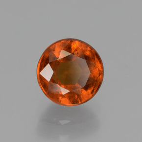 1.42 ct Orange Hessonite Garnet Stone, Natural Hessonite Garnet in Round Facet Shape for Sale