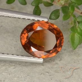 1.56 ct Orange Hessonite Garnet Stone, Natural Hessonite Garnet in Oval Facet Shape for Sale