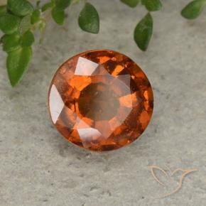 1.78 ct Orange Hessonite Garnet Stone, Natural Hessonite Garnet in Round Facet Shape for Sale