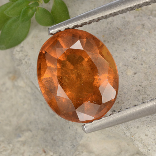 2.62 ct Orange Hessonite Garnet Gemstone, Hessonite Garnet Gem in Oval Facet Shape for Sale.