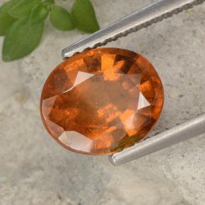 2.62 ct Orange Hessonite Garnet Stone, Natural Hessonite Garnet in Oval Facet Shape for Sale