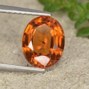2.27 ct Orange Hessonite Garnet Stone, Natural Hessonite Garnet in Oval Facet Shape for Sale