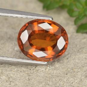 2.28 ct Orange Hessonite Garnet Gemstone, Hessonite Garnet Gem in Oval Facet Shape for Sale.
