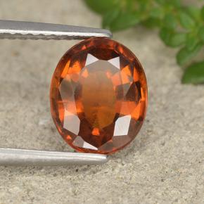 2.28 ct Orange Hessonite Garnet Stone, Natural Hessonite Garnet in Oval Facet Shape for Sale