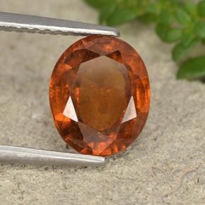 2.61 ct Orange Hessonite Garnet Stone, Natural Hessonite Garnet in Oval Facet Shape for Sale