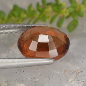 Hessonite Garnet Gemstone in 8.6 x 7.1 mm Size for Sale, Hessonite Garnet Stone in Medium-Dark Orange Color