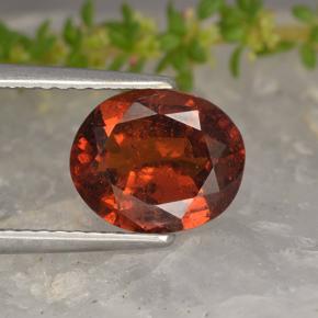 2.23 ct Red Hessonite Garnet Gemstone, Hessonite Garnet Gem in Oval Facet Shape for Sale.