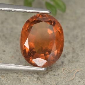 2.73 ct Orange Hessonite Garnet Stone, Natural Hessonite Garnet in Oval Facet Shape for Sale