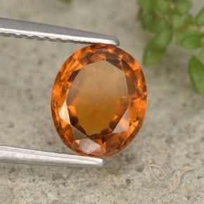 2.07 ct Orange Hessonite Garnet Stone, Natural Hessonite Garnet in Oval Facet Shape for Sale