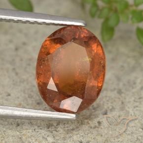 2.43 ct Orange Hessonite Garnet Stone, Natural Hessonite Garnet in Oval Facet Shape for Sale