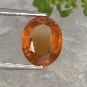 2.58 ct Orange Hessonite Garnet Stone, Natural Hessonite Garnet in Oval Facet Shape for Sale